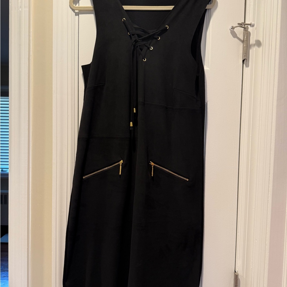 INC  Black Micro Suede  Sleeveless Dress